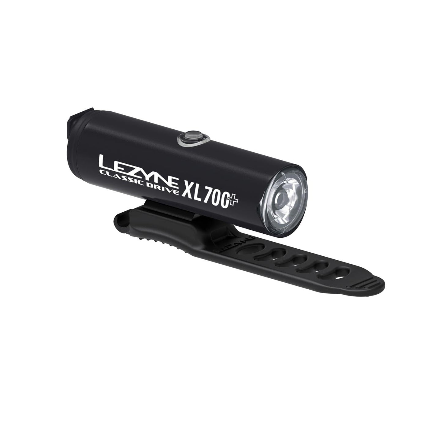 LEZYNE Classic Drive XL 700+ Bicycle USB-C Rechargeable IPX7 White LED Front Light w/Multiple Solid & Flash Modes | Integrated Versatile Strap Mount Compatible with Handlebars, 700 Lumens, Satin Black