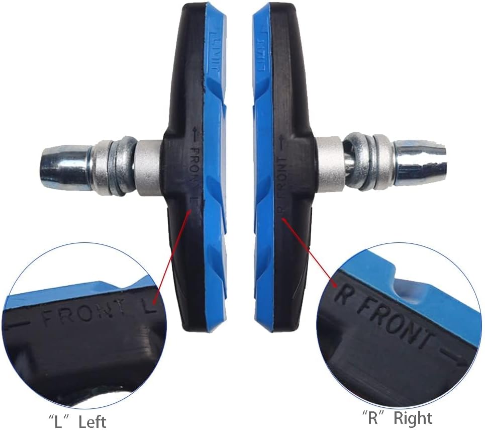 2 Pairs (4 Pieces) MTB Bike Cycle Bicycle Rubber V-Brake Pads No-Noise No-Skid, 70mm