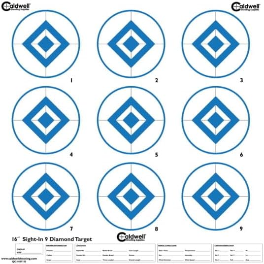 Caldwell High Contrast Sight In Targets with Triangle Shapes, Grid Backing and Hi Vis Color for Outdoor, Range, Shooting and Hunting, 10 Pack