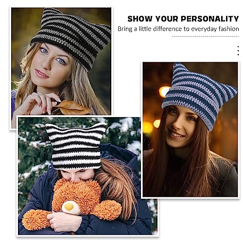 Women Beanie Warm Winter Hats - One Size Black Red Knit Slouchy Beanie for Women - Cat & Fox Style