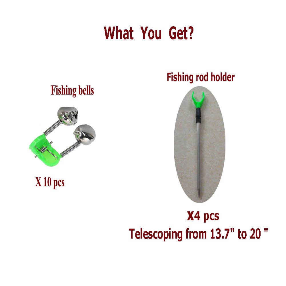 FASPLORE 4-Pack Telescopic Fishing Rod Holders for Ground Fishing Rod Holders Stand Fishing Pole Rack for Bank (4pcs-20 inches)