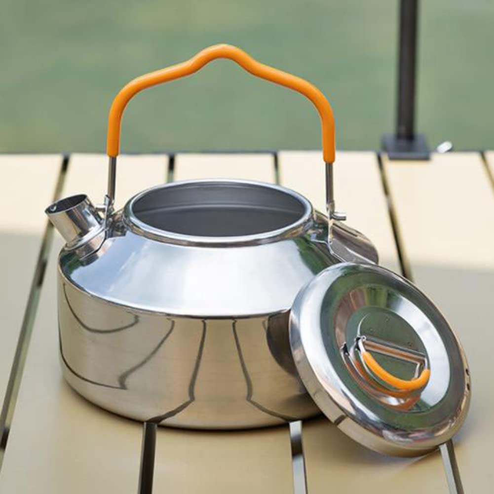Naiveferry 1Pc Outdoor Camping Kettle, 800ML Stainless Steel Teapot Portable Tea Kettle for Boiling Water Compact Lightweight Camp Coffee Pot Outdoor Hiking Cooking Equipment