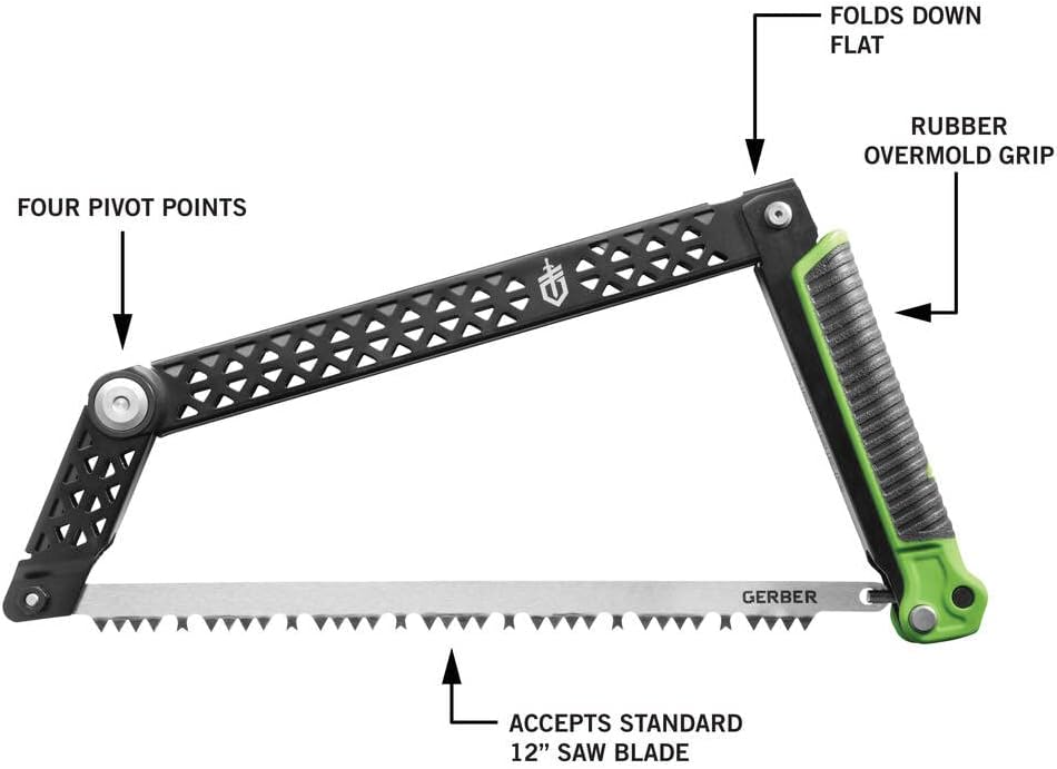 Gerber Freescape Camp Saw Folding Hand Saw for Backpacking Hiking Camping Pruning and Bushcraft, 12" Blade
