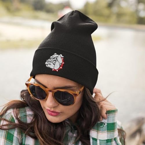 Bulldog Beanie Hat for Men, Funny Dog Head Embroidered Hat, Gifts