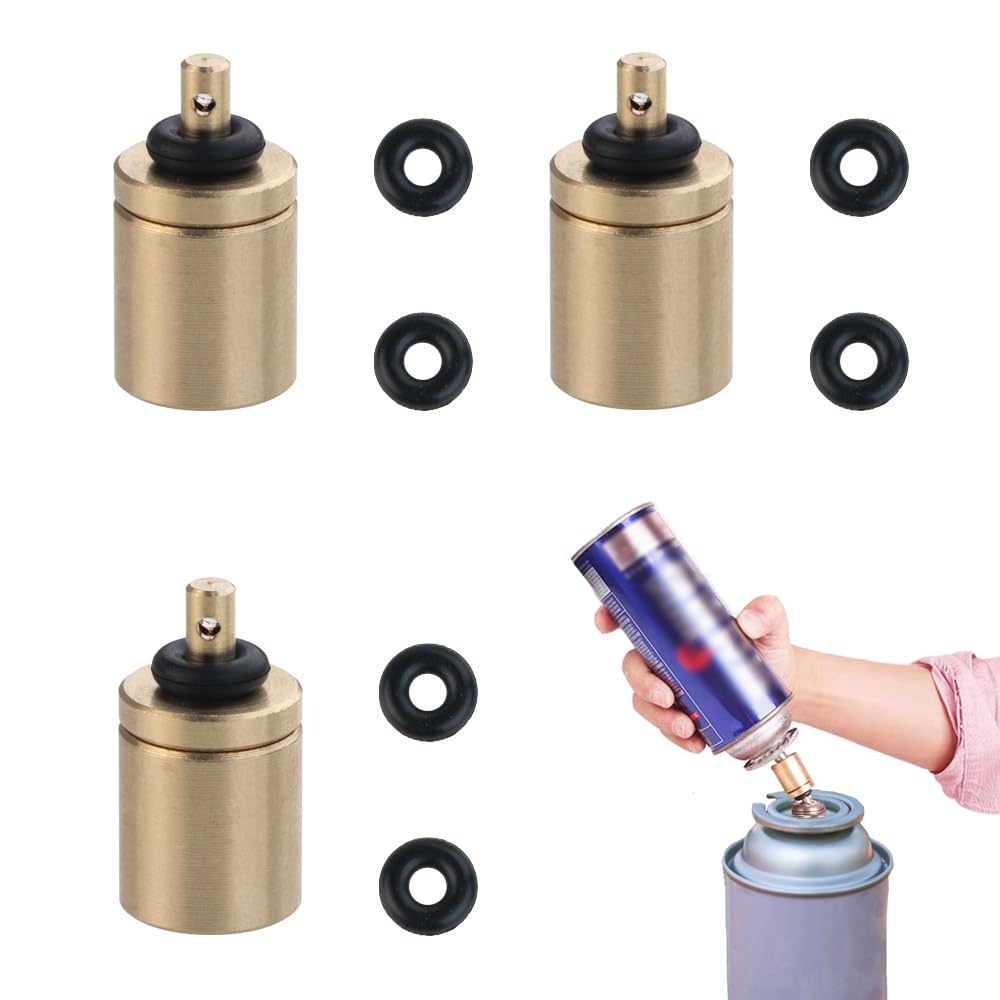 3 PCS Gas Refill Adapter Golden Butane Refill Adapter 17MM*8MM Filling Butane Canister Adapter for Outdoor Camping Stove Cylinder Butane Canister Tanks
