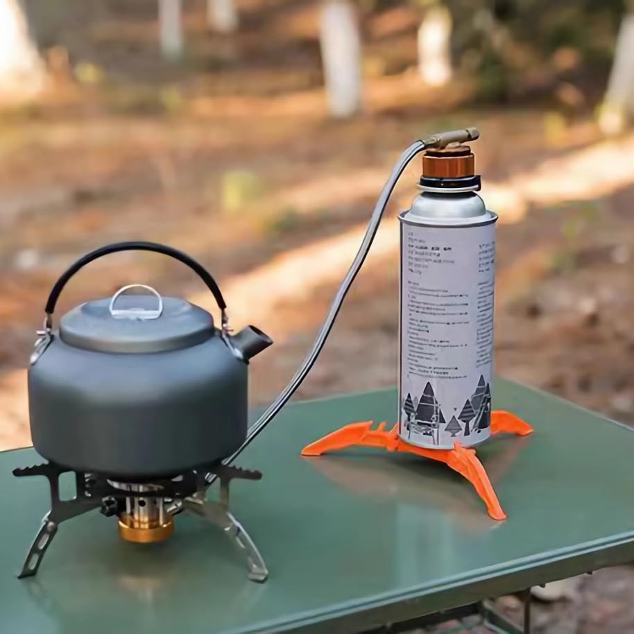 2Pcs Camping Stove Fuel Can Stabilizer, Mini Foldable Outdoor Hiking Cooking Gas Tank Bracket,Foldable Outdoor Cartridge Canister Tripod (Black)