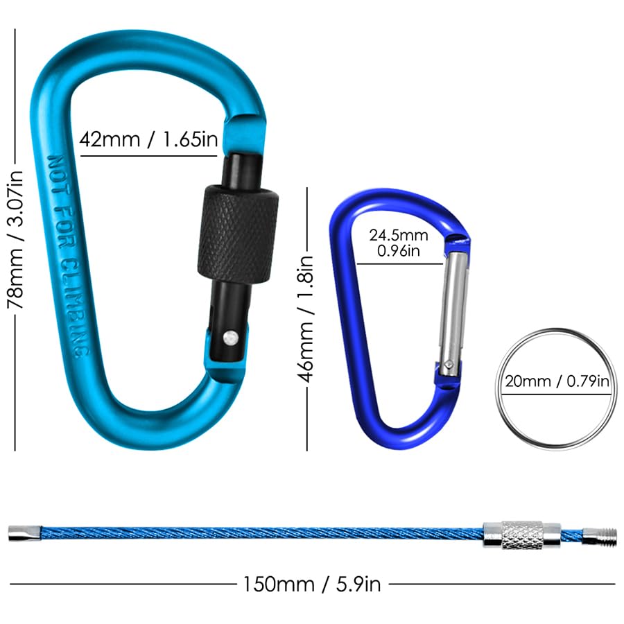 10 Pack Aluminum D-Ring Carabiners, Heavy Duty Carabiner Clips,YuCool Locking Key Security Camping Climbing Hiking Keychain,Locking Carabiner D Ring for Keychain Clip