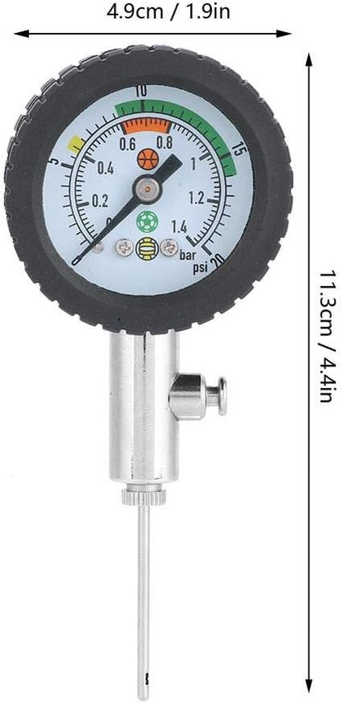 Ball Pump with Pressure Gauge,Stainless Steel Air Pressure Barometer Tool Ball Pressure Test for Basketball Soccer Rugby Ball Volleyball and Other Balls Ball Gauge