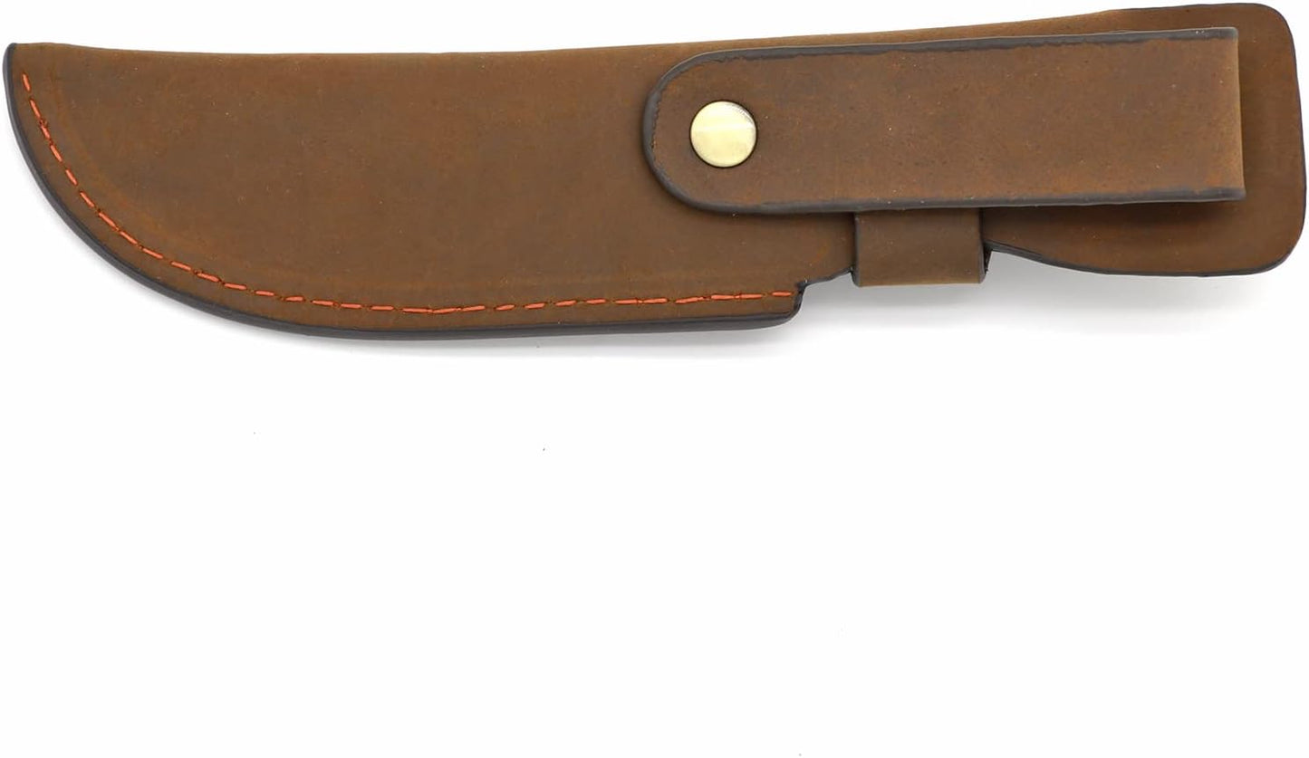 TOURBON Brown Leather Fixed Blade Knife Sheath with Snap Closure