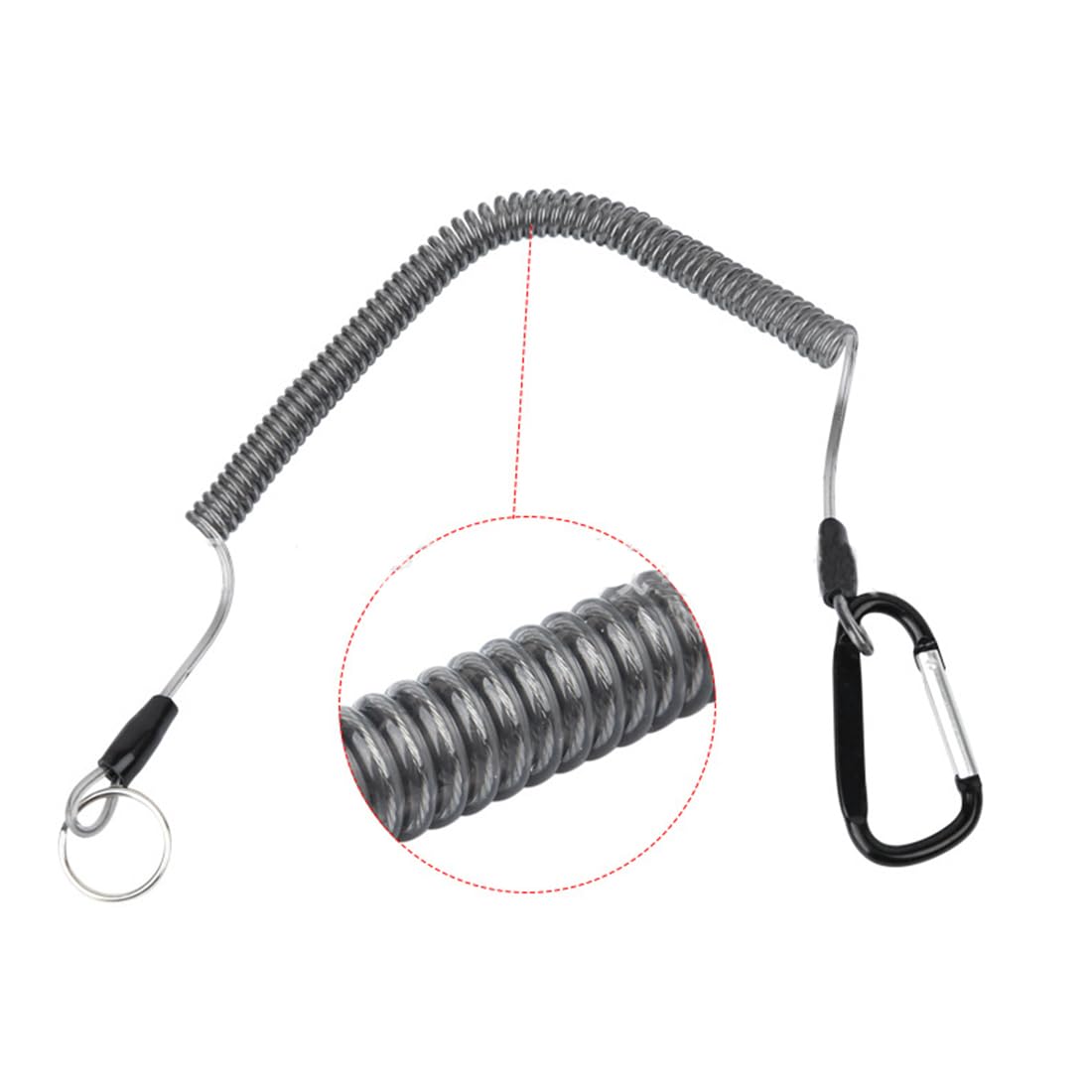 Antcher 6-Piece Multicolor Retractable Fishing Lanyards with Carabiner and Split Ring for Fishing, Hiking, Hunting