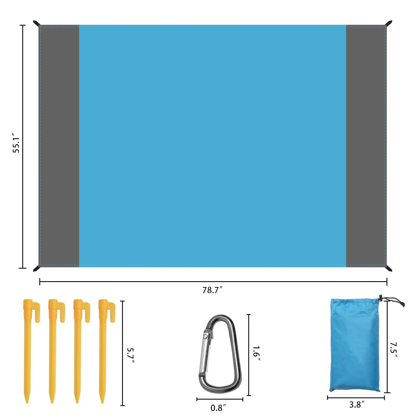 Waterproof Camping Tarp Lightweight Multifunctional Tent Footprint for Camping, Hiking Backpacking, Compact Tent Tarp Ground Sheet Mat for Ground or Under Tent (Blue, 55.1" x 78.7")