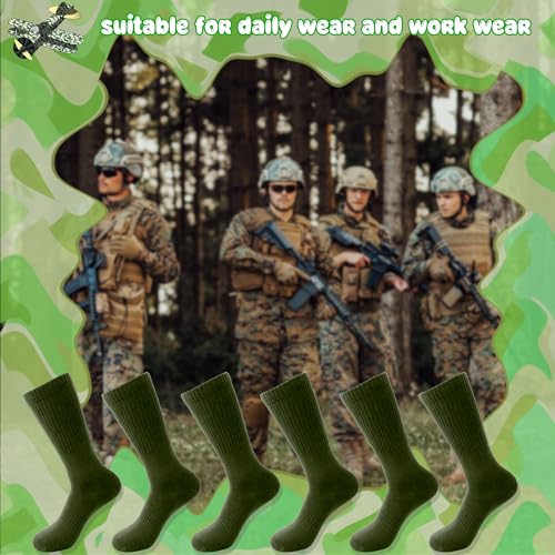 Men's Military Socks Green 10 Pairs Crew Boot Socks for Soldiers & Outdoor Activities - Skyebed