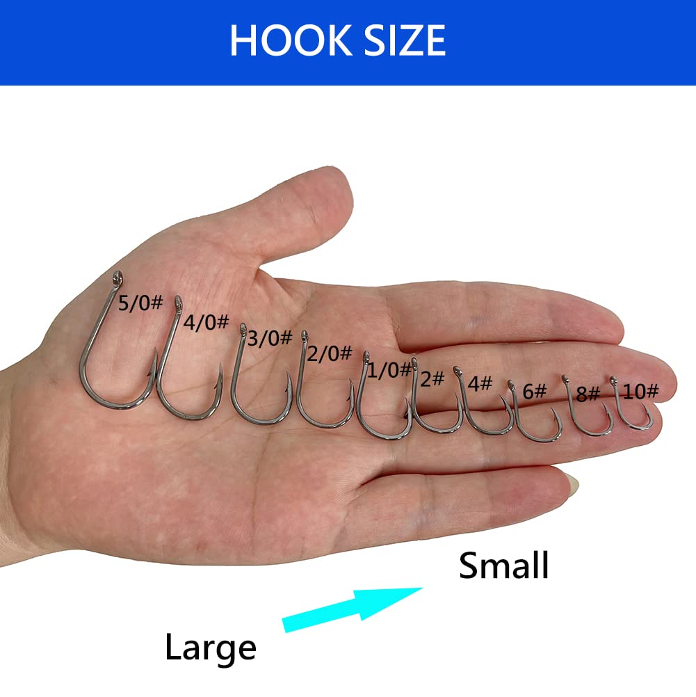 AMHDV 200pcs/pack Circle Fishing Hooks Super Strong Octopus Barb Fishing Hook for Freshwater Saltwater (200pcs-5/0#)