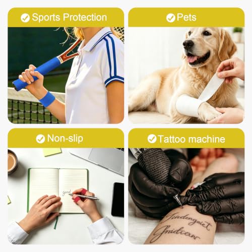 Self Adhesive Elastic Bandage Wrap 2 Inch - Black, 20 Rolls for Sports & Pet Vet Use
