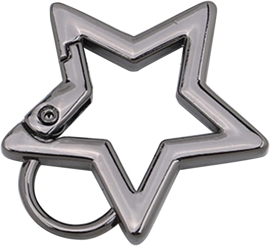 2Pcs Gunmetal Star Stainless Steel Keychain Clip Carabiner Hook Retainer Star Carabiner Hook Retainer Keychain Carabiner Clip for Keys and Wallets with Key Chain Ring, Accessories