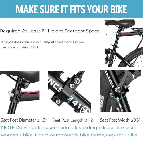 Rear Bike Rack with ExtendeMain Pole, 310 LB Capacity, Reflective, Quick Release, Universal Cargo Carrier