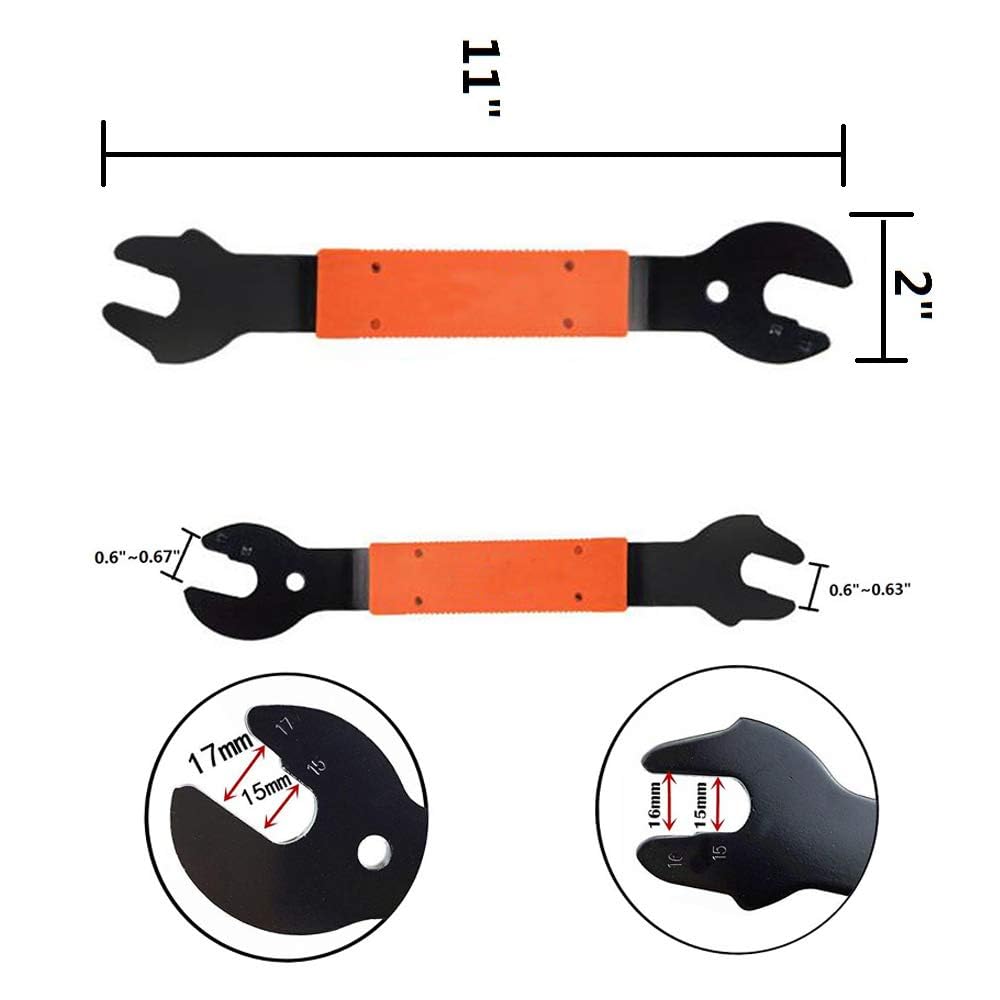 Tfwadmx 2 Pcs Bike Pedal Wrench Bicycle Spanner 15, 16, 17 mm Repair Removal Tool for Biking Cycling Mountain Bike MTB BMX