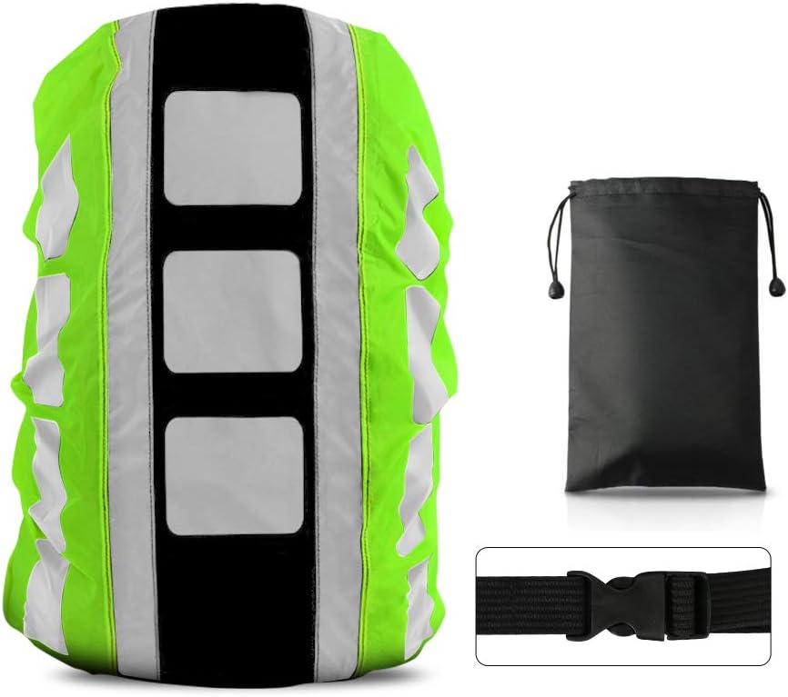 LAMA 2pcs Waterproof Rain Cover for Backpack, Reflective Rainproof Protector for Anti-dust and Anti-Theft M 30L-40L Black