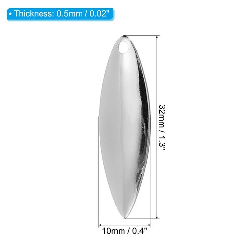 PATIKIL Fishing Lure Blades 1.3x0.4,30 Pack Willowleaf Lure Making for DIY Bait, Silver