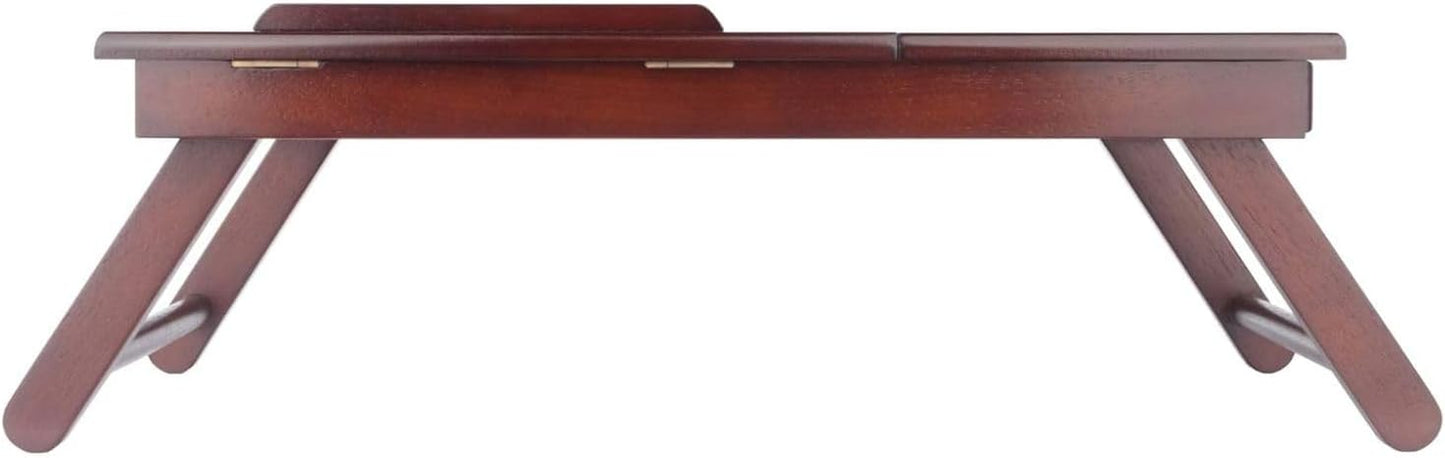 Alden Folding Lap Desk Bed Tray Versatile and Space-Saving Folding Desk for Meals Work or Study Compact and Stylish Design with Rich Walnut Finish Adjustable and Comfortable for Bed or Couch