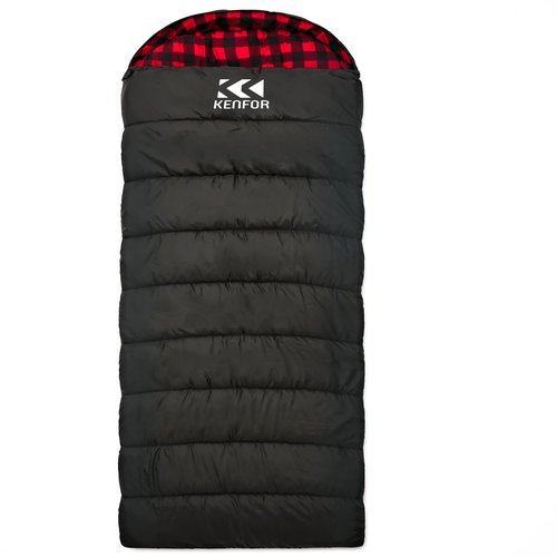 KENFOR 0 Degree Sleeping Bag 100% Cotton Big and Tall Flannel XXL Cold Weather Winter Sleeping Bag for Adults Camping Zero Degree