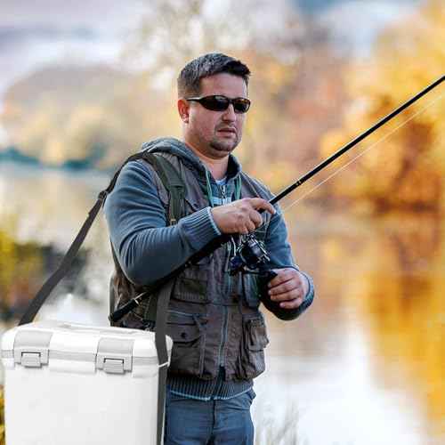 Cooler Strap Compatible with Engel 13qt & 19qt, Adjustable Nylon Rope, Shoulder Pad, 4 Buckles, Black, 3m x 3.2cm