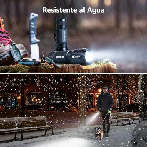 Lighting EVER LED Flashlights High Lumens, Small Flashlight, Waterproof, Adjustable Focus Flash Light for Outdoor, Emergency, Camping, AAA Batteries Included, 2 Pack
