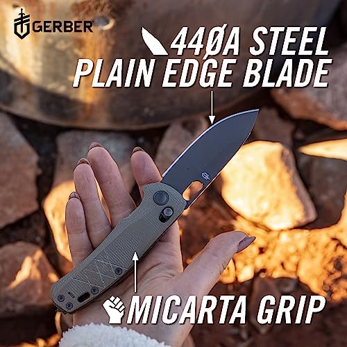 Gerber Gear Scout Pocket Knife - 3.2" Plain Edge Blade Folding Knife - EDC Gear and Equipment - Micarta