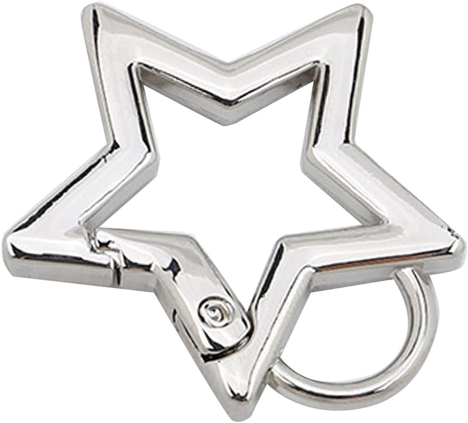 2Pcs Gunmetal Star Stainless Steel Keychain Clip Carabiner Hook Retainer Star Carabiner Hook Retainer Keychain Carabiner Clip for Keys and Wallets with Key Chain Ring, Accessories