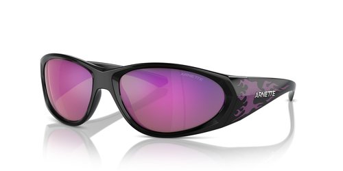 Arnette Men's AN4342 Ilum 2.0 Rectangular Sunglasses, Black/Violet Flames/Grey Mirrored Violet, 62 mm