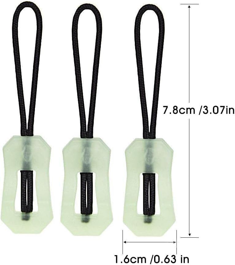 10pcs Glow in Dark Zipper Puller Head Anti-Lost Luminous Pull Zippers Backpack Rucksack Handbag for Backpacks, Jackets, Luggage Coat Tent Pendant Outdoor Mountaineering Camping