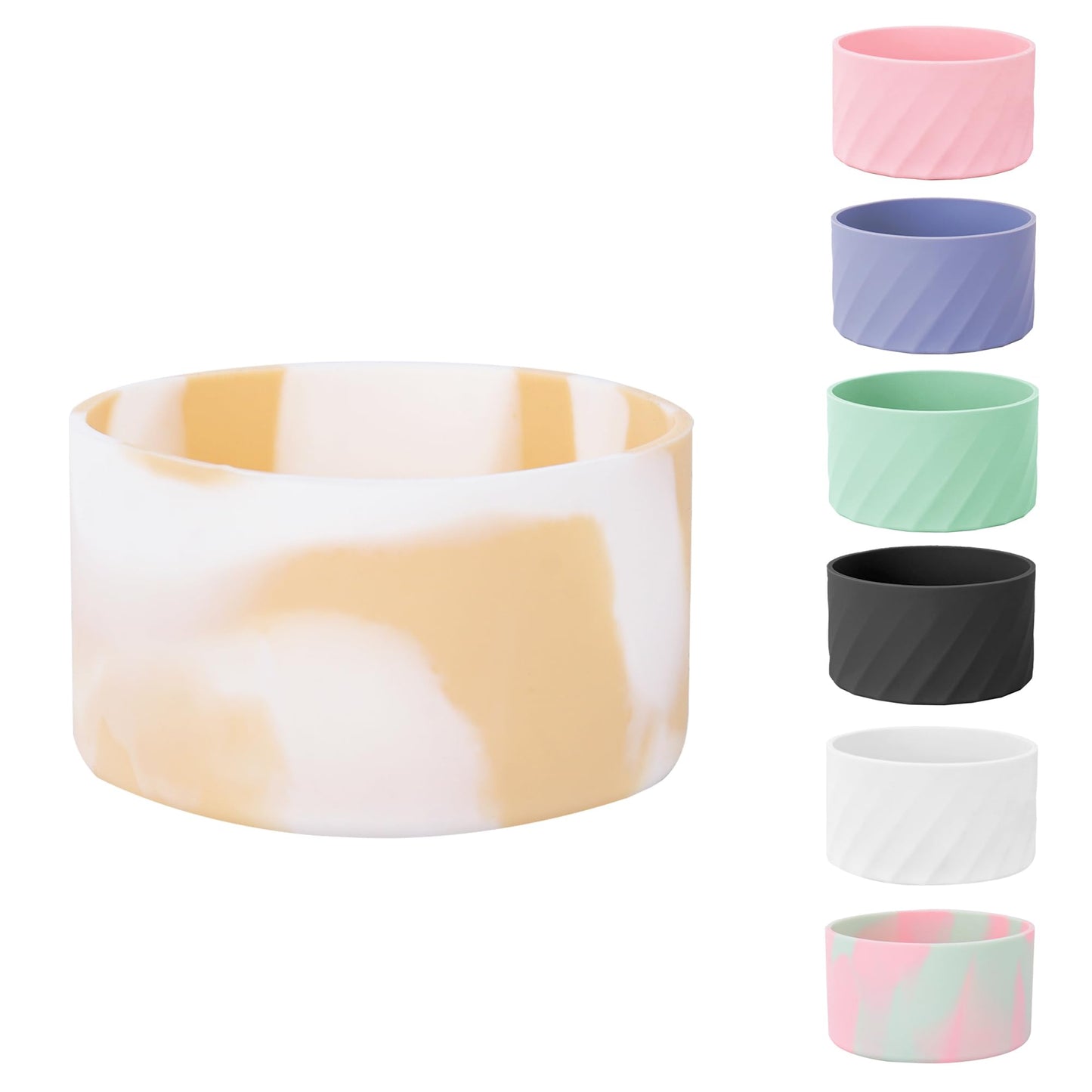 Jasenna Protective Silicone Boot for Stanley Quencher H2.0 40 oz & IceFlow Flip 20 oz 30 oz and hydroflask 12-24 oz, Anti-Slip Bottle Bottom Sleeve Cover(1-White Gold)