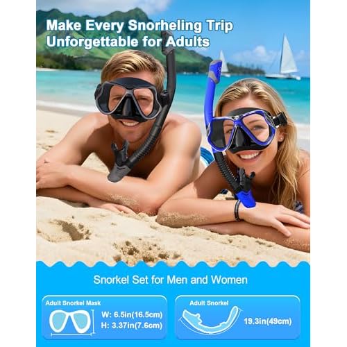 Greatever Dry Snorkel Set,Panoramic Wide View,Anti-Fog Scuba Diving Mask,Professional Snorkeling Gear