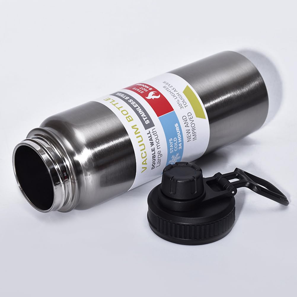 Kisangel 2 Pcs Leakproof Sports Bottle Lids - Wide Mouth Vacuum Bottle Spouts with Silicone Gaskets, Black Pp Material, 2.36X2.36X3.93 Inch