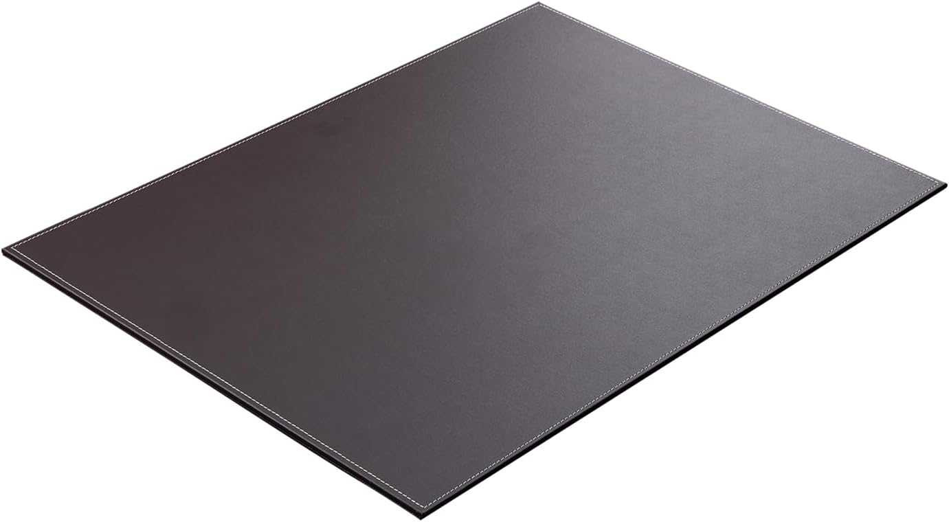 KINGFOM Ultra-Smooth PU Leather Desk Pad & Mat Office Desk Drawing & Writing Board A3/ A4 File Paper Clip Table Protector Mat on Top Large 24''x18'' (Black)