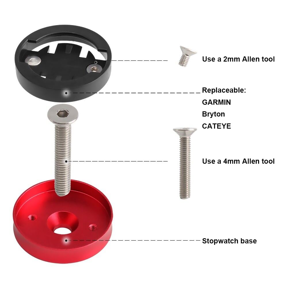 Kigauru Bike Stem Top Cap Holder Aluminum Alloy Gravity Cap Computer Adapter Tube Diameter 28.6mm Bicycle Stopwatch GPS Speedometer Top Stem Stem Top Cover Blackbird, Cat Eye, Bryton Computer Mount