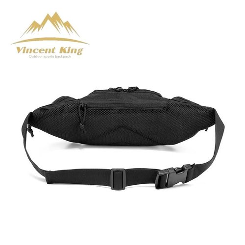 Vincent King Tactical Fanny Pack for Men, Bando Bag,Concealed Carry Fanny Pack for Men, Waist Bag,Hunting Waist Bag, CCW Fanny Pack with Molle,EDC Pouch with US Patch(Black)