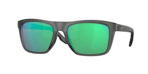 Costa Man Sunglasses Gray Crystal Frame, Green Mirror Lenses, 55MM