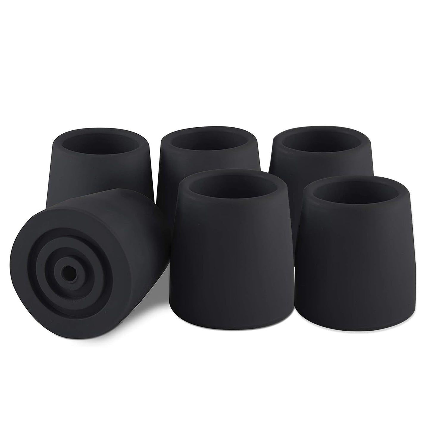 aiGear Anti Skid Rubber Tips Bore Diameter 1.1 inches (28 mm) 6 Pack for Tactical Walking Stick Bottom Non-Slip Black
