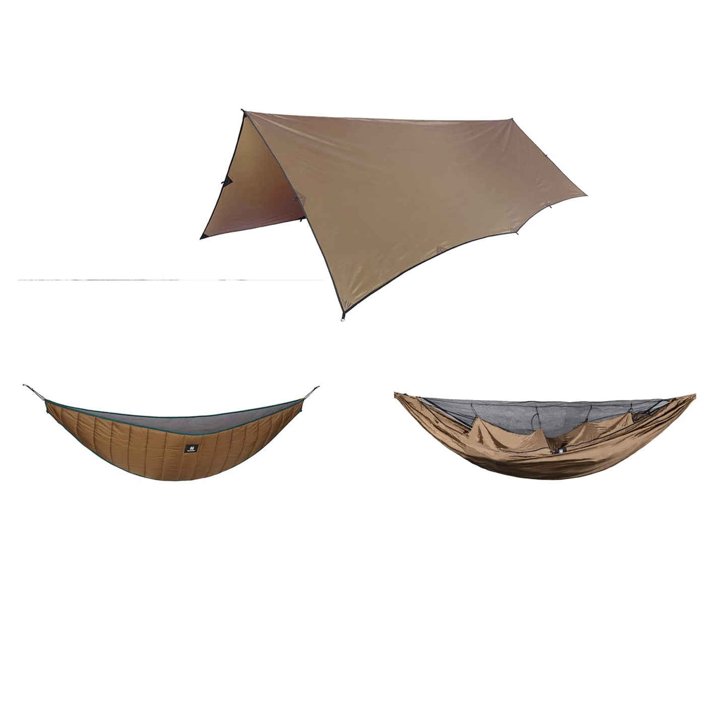 OneTigris Hideout Hammock Underquilt + Bulwark Camping Tarp + KOMPOUND Camping Hammock