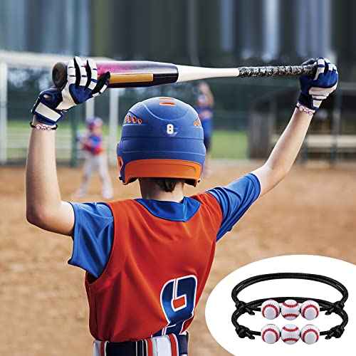 MIAHART 24 Pcs Ball Bracelet Adjustable Baseball Bracelet Sports Theme Bracelets Sports Party Favors