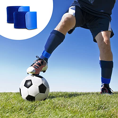 Elastic Soccer Shin Guard Straps - Adjustable Fits Kids, Youth & Adults, Black, White, Blue