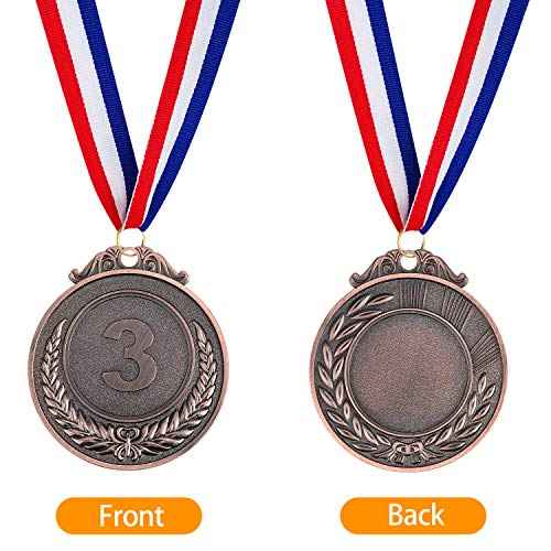Award Medals 1st 2nd 3rd (Gold, Silver, Bronze) Metal Style Winner with Neck Ribbon, 2 Inches