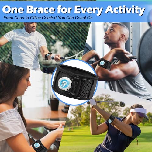 Tennis Elbow Brace for Men?&?Women?? Adjustable Elbow Strap for Tendonitis, Tennis?&?Golfer¡¯s Elbow Support with Compression Dial, Silicone Shock Pad, Breathable Forearm Pain Relief (XL)