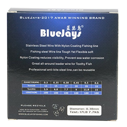 100M 17LB Stainless Steel Fishing Wire Leader with Nylon Coating - Super Soft, Waterproof