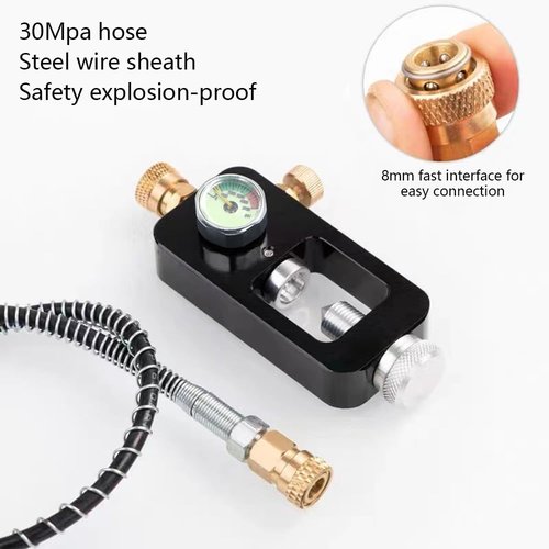 HuanQiuSensmart Valve Scuba Tank Adapter 4500 psi PCP Paintball Fill Adapter Air Hose Paintball Scuba Fill Station High-Pressure Scuba Tank Refill Adapter for Paintball PCP