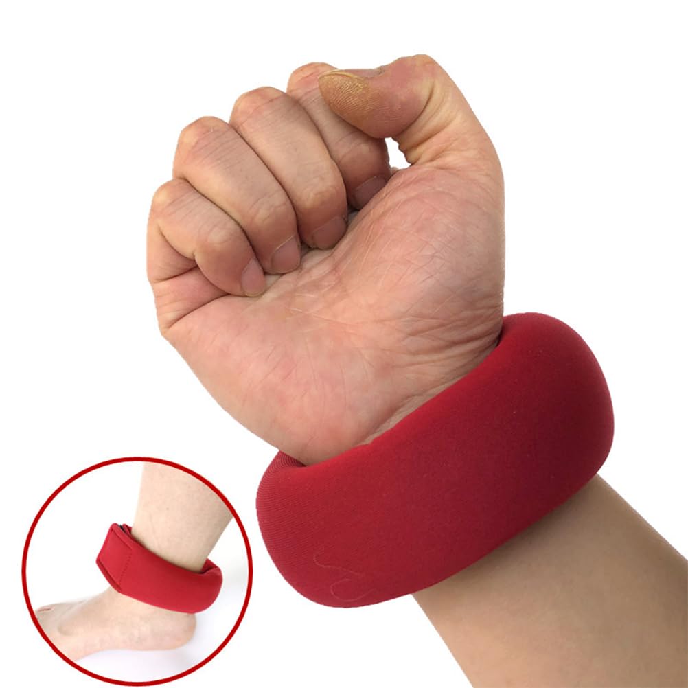 Kisangel 1pc Adjustable Weight-bearing Wrist Guard Sandbag for Sports Fitness Soft Breathable Protective Wristband for Running Portable Red Design for Women