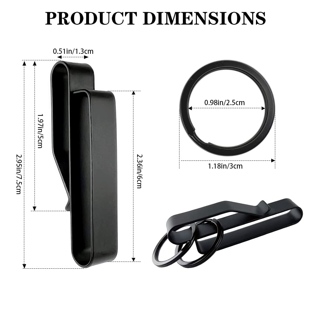 2 Pack Duty Belt Key Holder, Belt Key Clip Key Holder, Tactical Stealth Key Ring, Stainless Steel Tactical Key Holders, Belt Key Clip for Police Handcuff and Fire Agencies Fits Max 2.25 Inch Belt