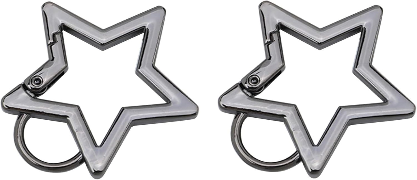 2 Pcs Gunmetal Star Stainless Steel Keychain Clip Carabiner Hook Retainer Star Carabiner Hook Retainer Keychain Carabiner Clip for Keys and Wallets with Key Chain Ring, Accessories, Car Keychain