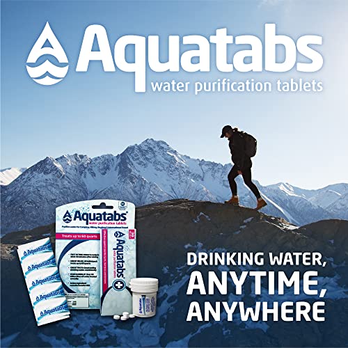Aquatabs 397mg Water Purification Tablets (100 Pack). Water Filtration System for Camping, Boating, Emergency Water, Survival, and Marine. Easy-to-Use Water Purifier Treatment.